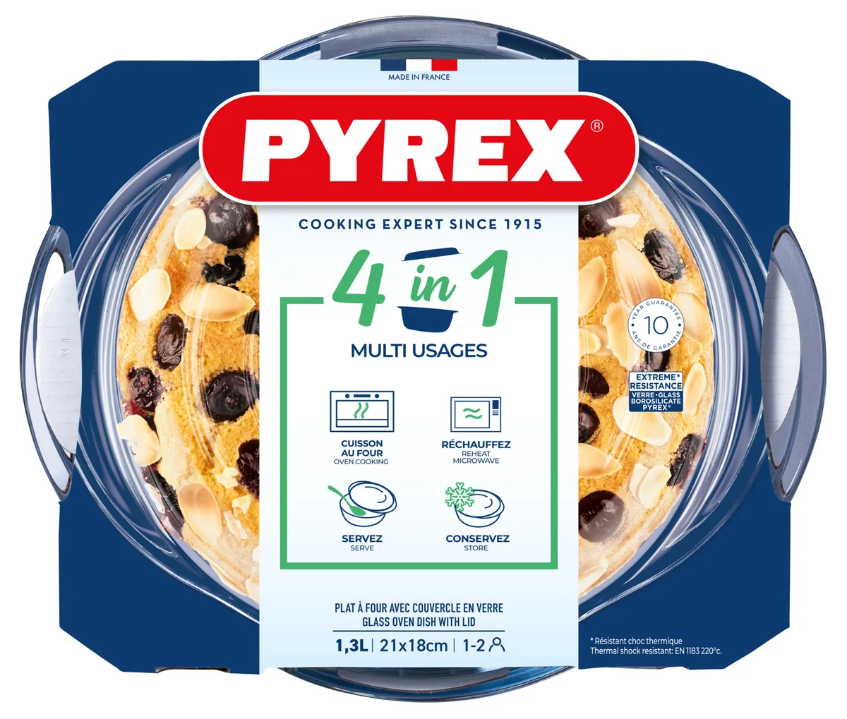 Каструля Pyrex боросилікатне скло 21х18х8 см 1.3 л