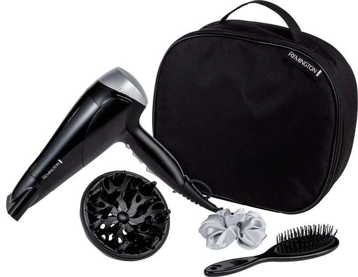 Фен Remington Style Edition, 2200 Вт, 3 настройки, ионизация, холодный обдув, диффузор, расческа, резинка, кейс, черный