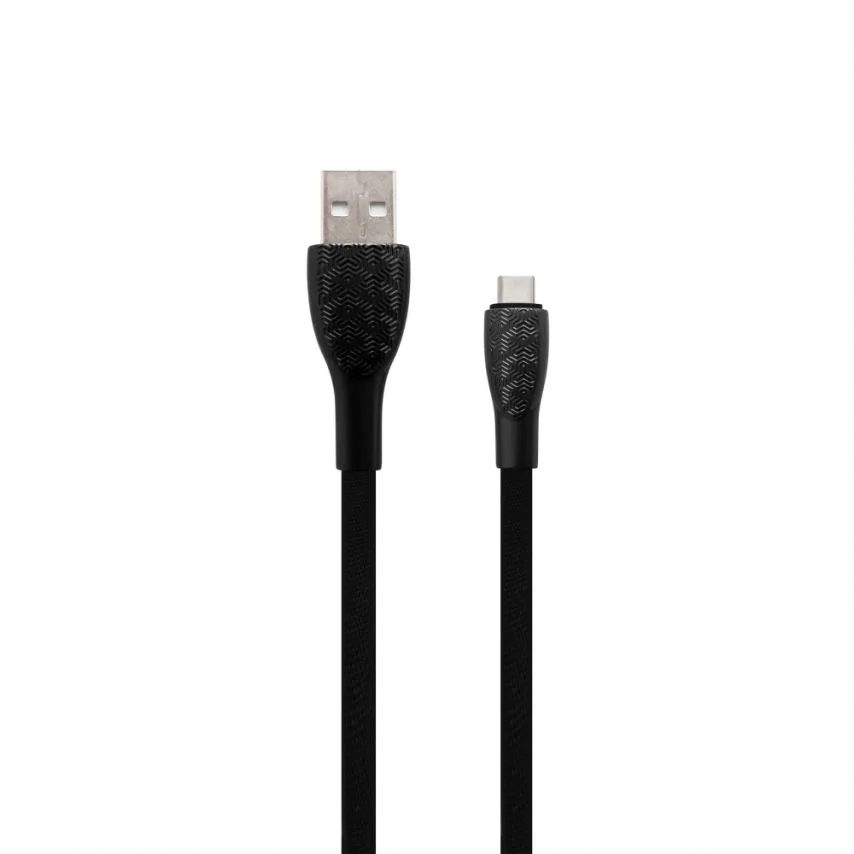 Кабель USB WALKER тканинний Type-C 1м чорний 3,1А Quick Charge