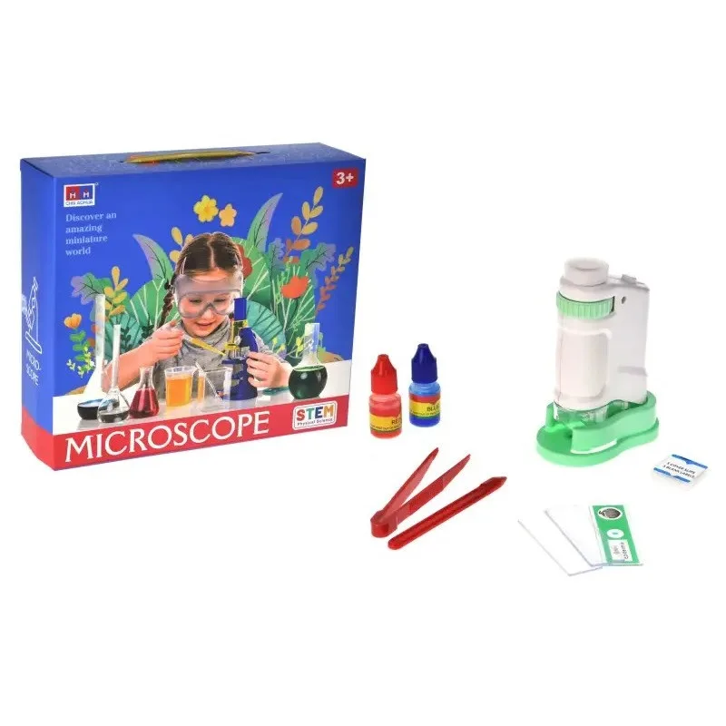 Мікроскоп YG Toys пластик 8,5х24,2х27,6 см з щипцями та склом синій