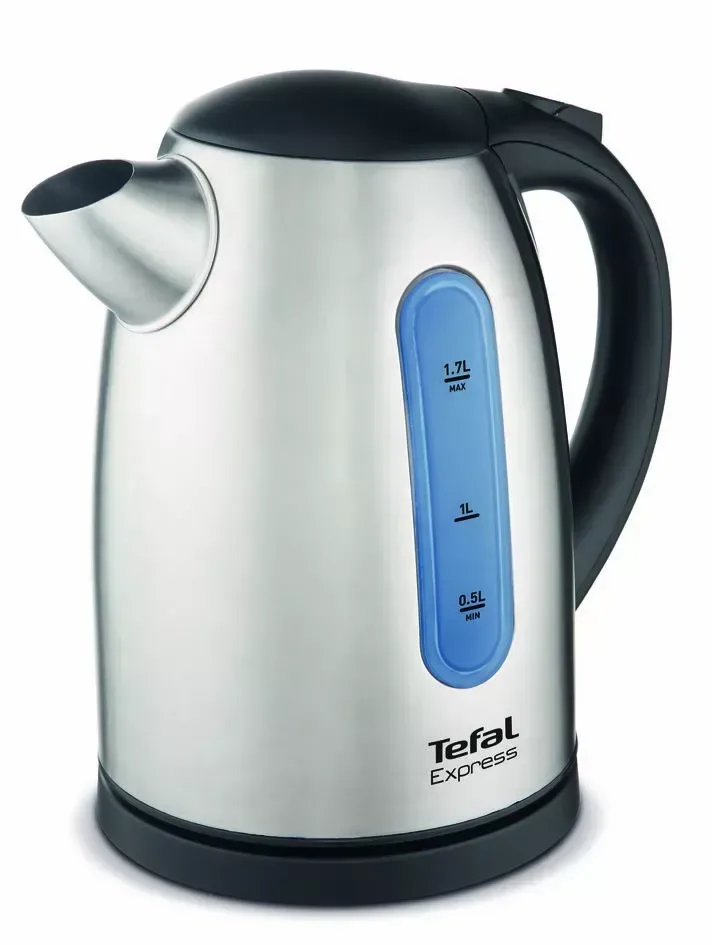 Електричний чайник Tefal Express 2, об'єм 1.7 л, з нержавіючої сталі, сірого кольору.