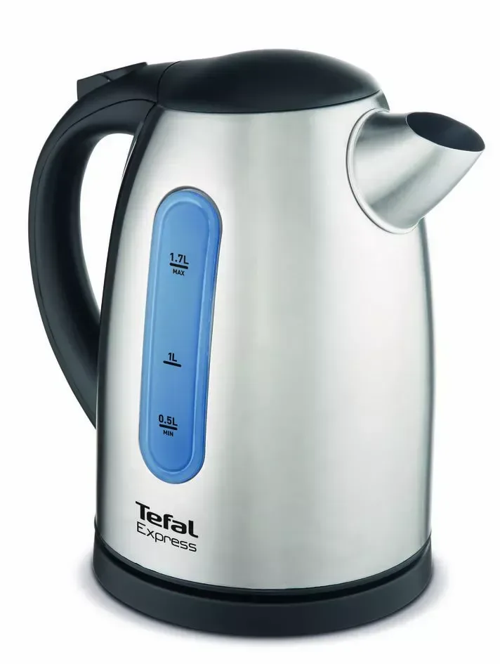 Електричний чайник Tefal Express 2, об'єм 1.7 л, з нержавіючої сталі, сірого кольору.