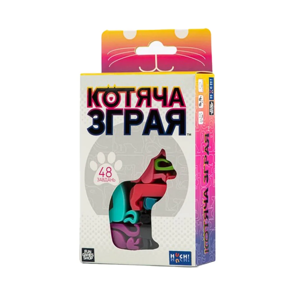 Дитяча гра-головоломка Fun Games 48 головоломок 12 фігурок котів пластиковий багаторівневий кольоровий