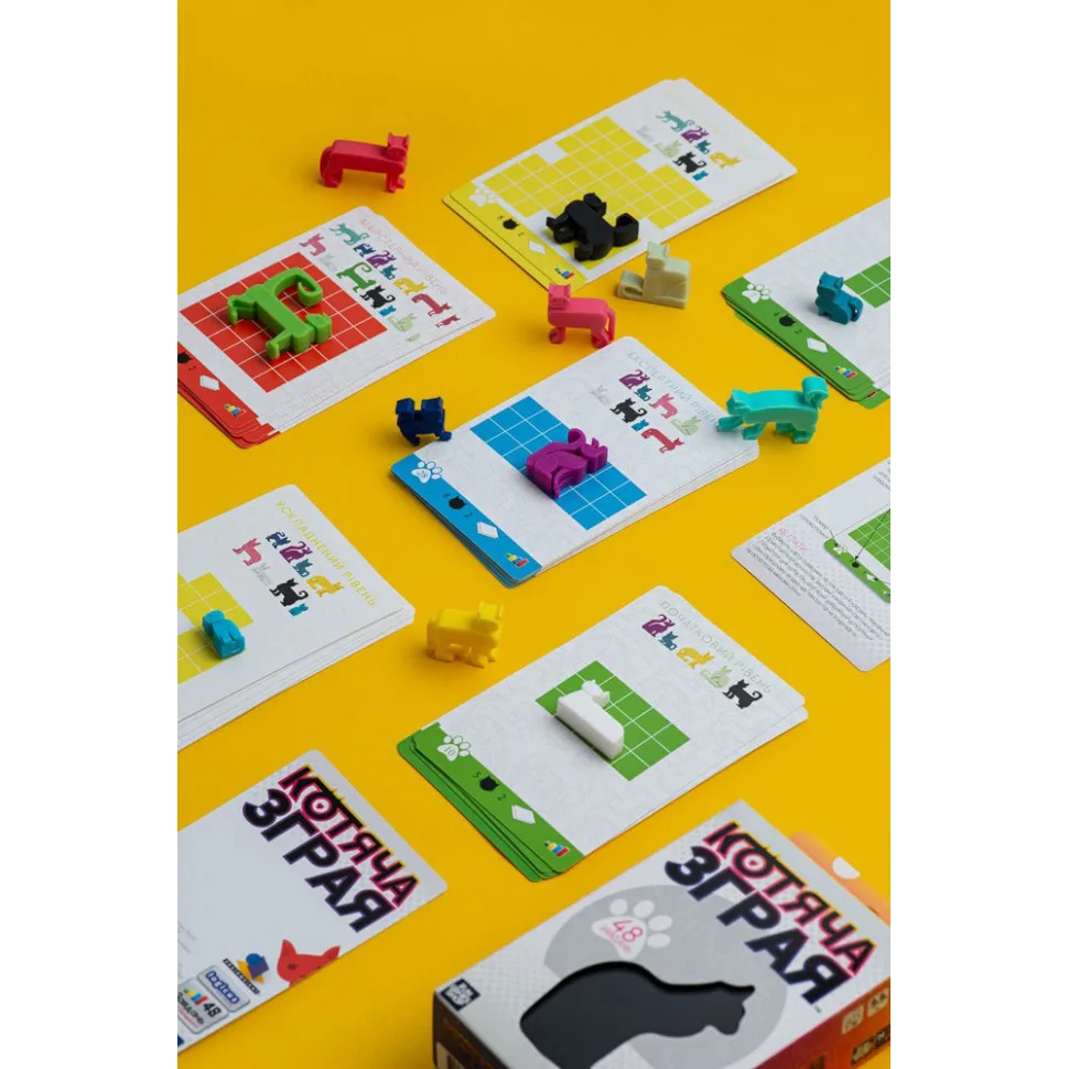 Дитяча гра-головоломка Fun Games 48 головоломок 12 фігурок котів пластиковий багаторівневий кольоровий
