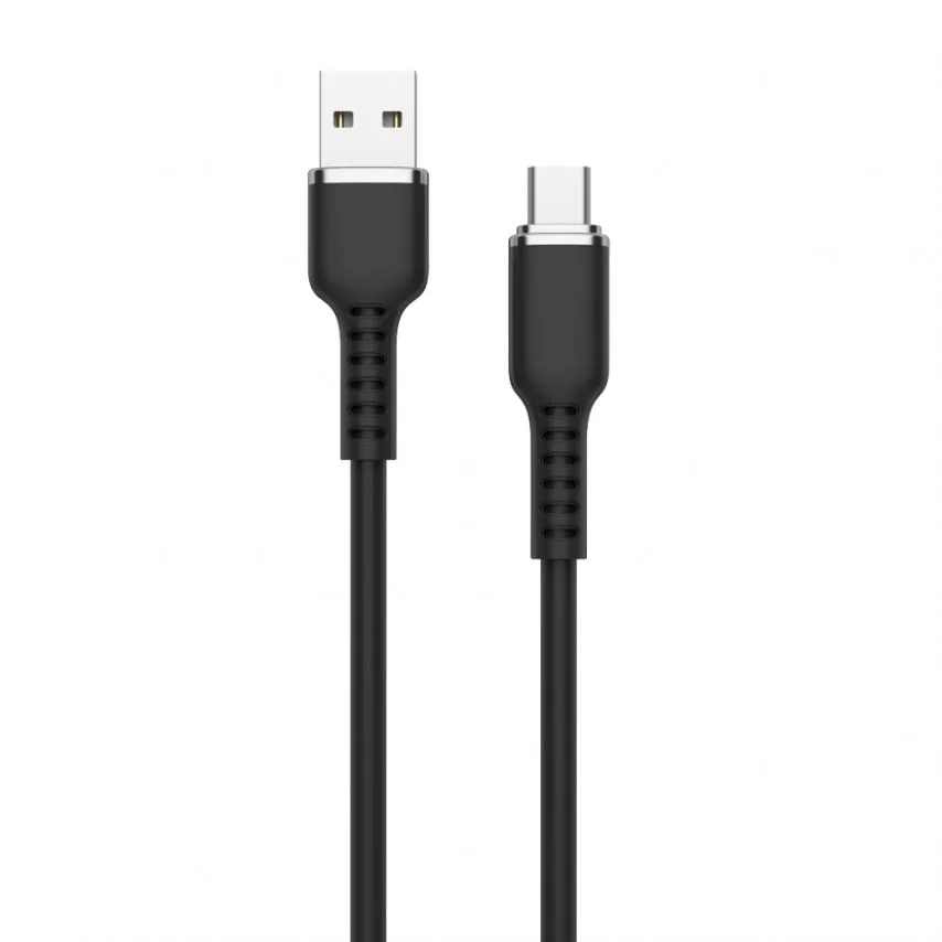 Кабель USB Type-C 1м чорний силіконовий 3А 20W