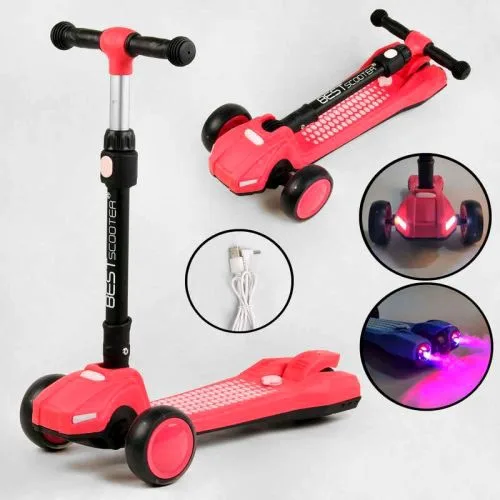 Трехколесный самокат Best Scooter с парогенератором складной руль для детей и подростков катание на улице
