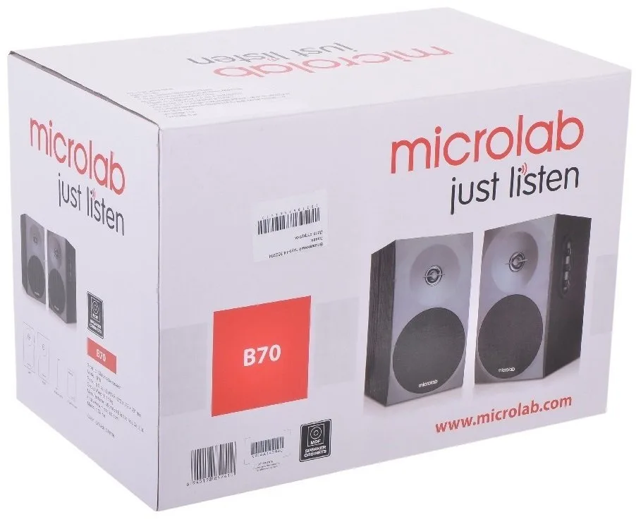 Акустична система MICROLAB B-70 2.0, 20W, mini-jack, чорний