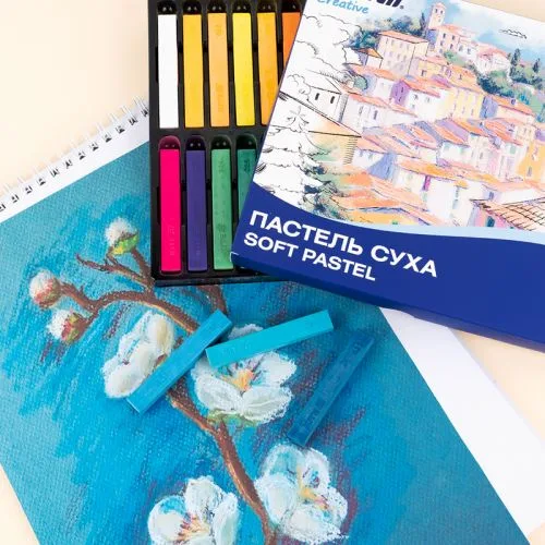 Суха пастель 24 кольори Kite яскрава для малювання на папері та картоні.