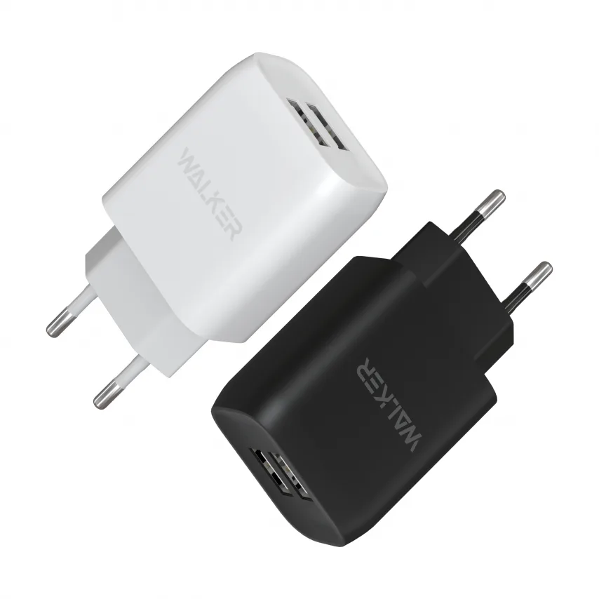 Мережевий зарядний пристрій WALKER 2USB 2.1A 1м чорний