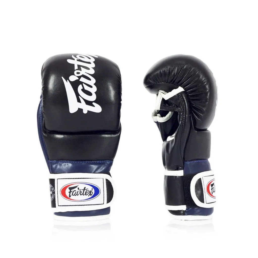 Рукавиці для ММА Fairtex натуральна шкіра M чорні сині