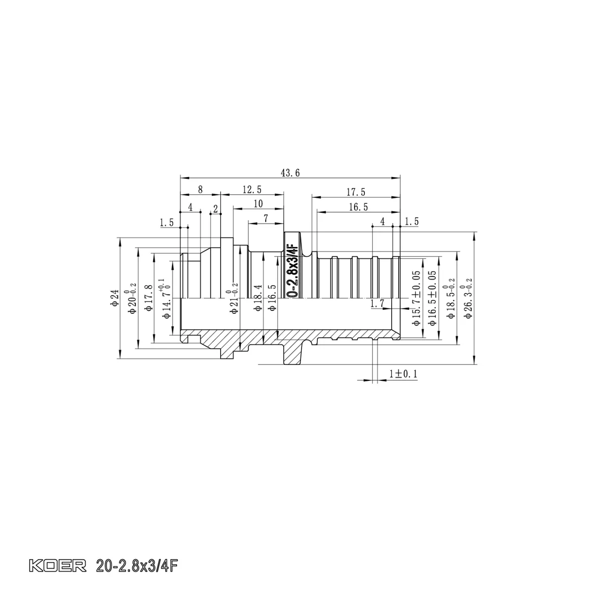 Перехідник Koer латунь 20х3/4"F для труб