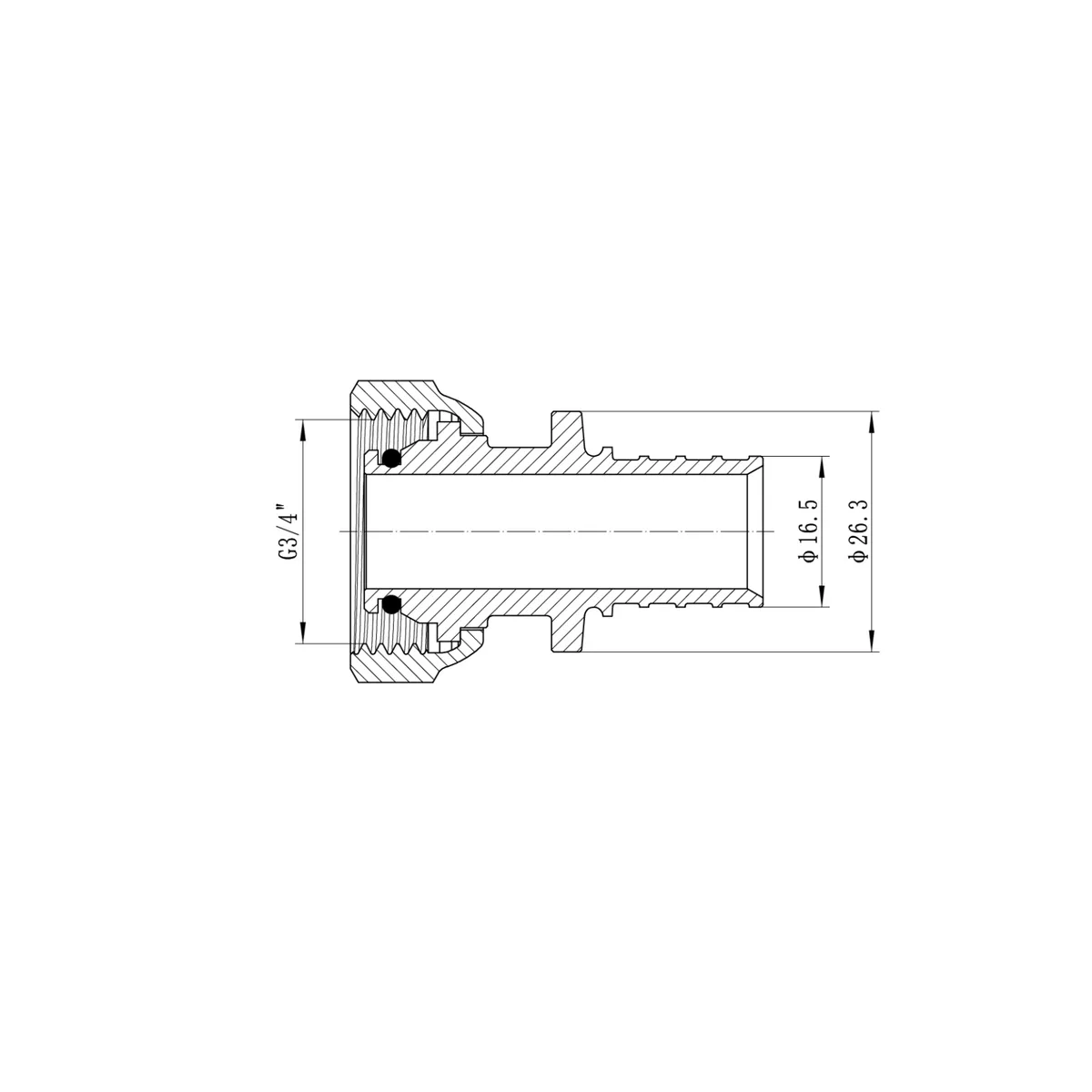 Перехідник Koer латунь 20х3/4"F для труб