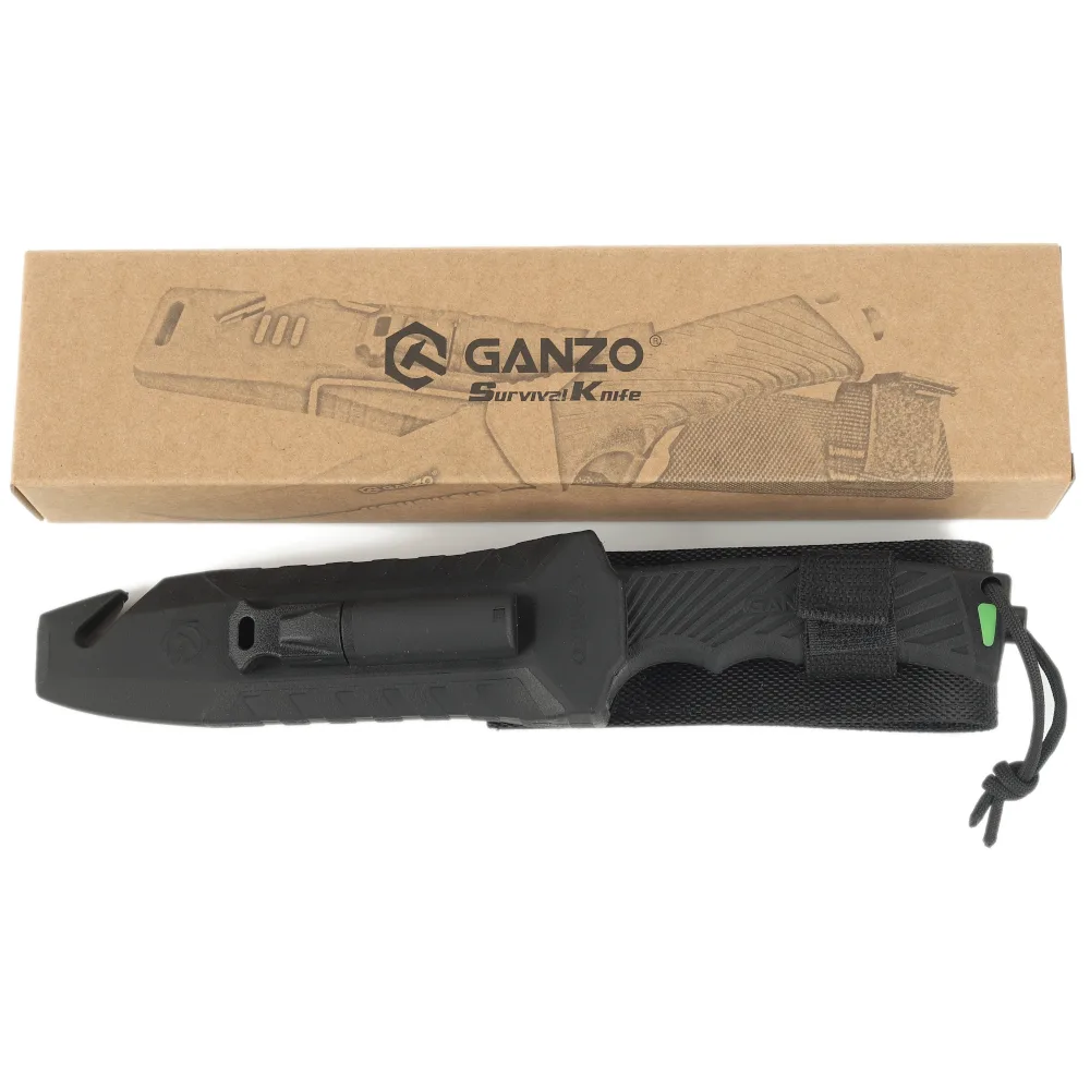 Ніж Ganzo 8CR13 243х113 мм Чорний з паракордом