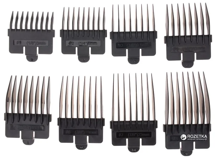 Машинка для стрижки Babyliss з 8 насадками, сталеві леза, синій колір.