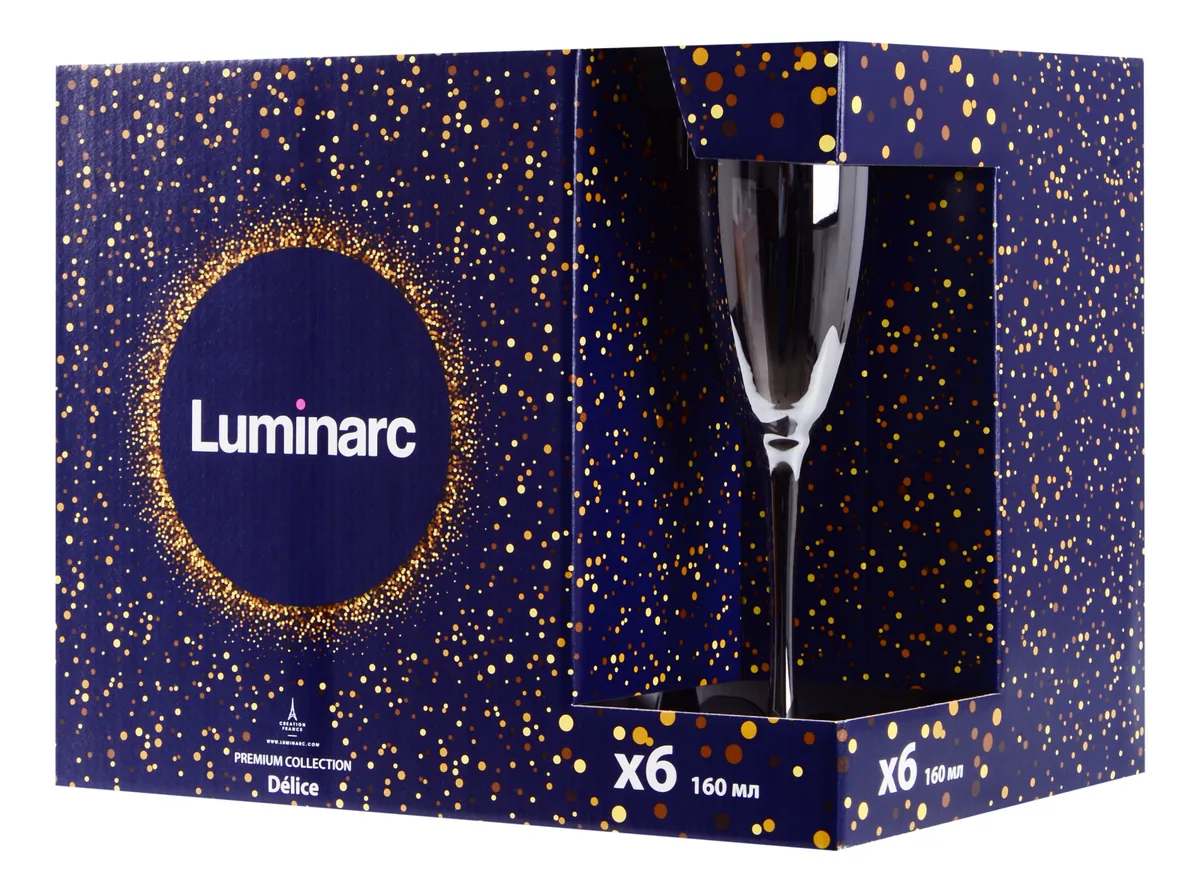 Набір келихів Luminarc скло 160 мл графіт 6 шт для шампанського