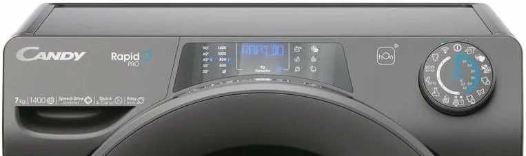 Фронтальна пральна машина Candy, 7 кг, 1400 об/хв, клас енергоефективності A+++, 45 см, з дисплеєм, функцією пари, інверторний дви