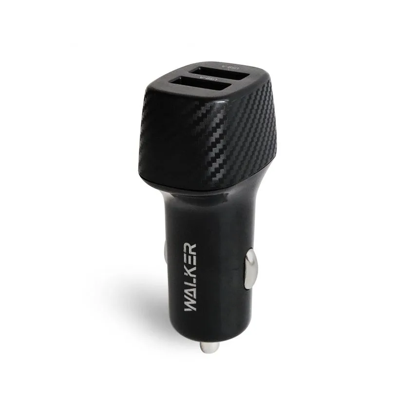Автомобільний зарядний пристрій WALKER пластик 60х27х21 мм чорний 2USB 36W Quick Charge 3.0