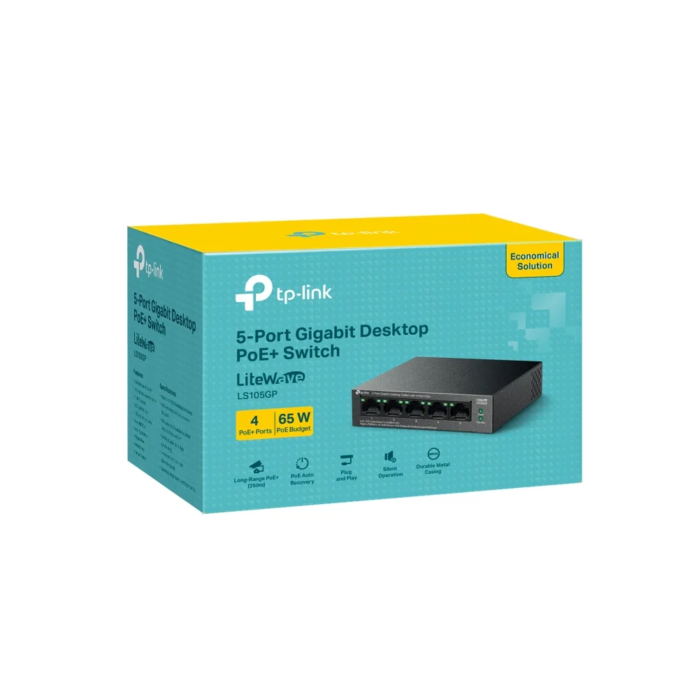 Коммутатор TP-Link 5 портов 10 100 1000 Мбит в секунду PoE плюс 65 Вт без вентилятора