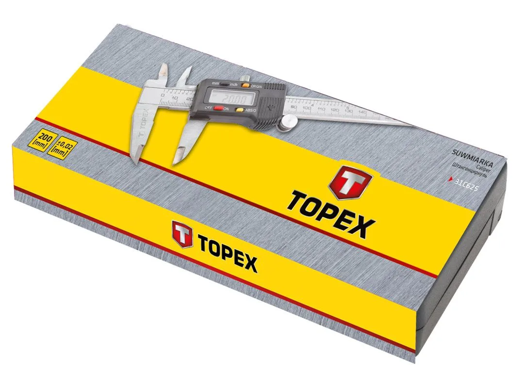 Штангенциркуль цифровий TOPEX 200мм для вимірювання розмірів міліметровий каліпер для механіків