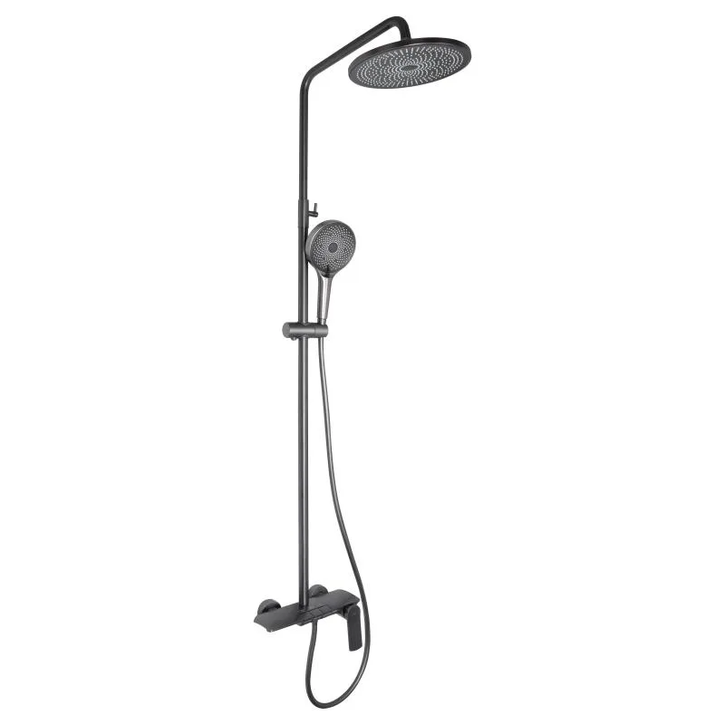 Душова система Qtap Slavonice Gunmetal Black PVD латунь 299х498х979-1629 мм