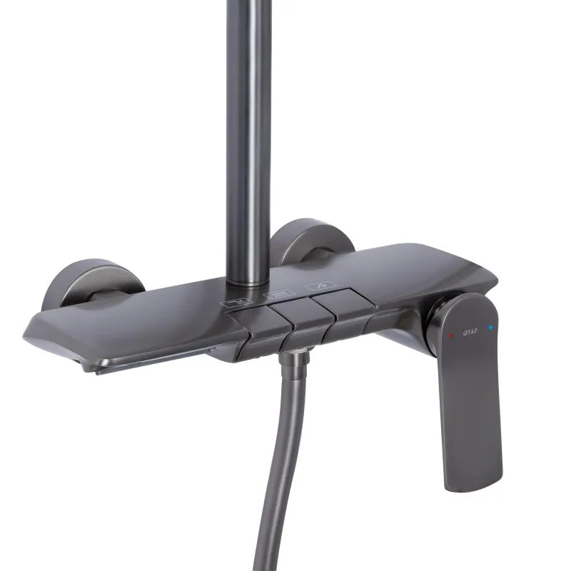 Душова система Qtap Slavonice Gunmetal Black PVD латунь 299х498х979-1629 мм