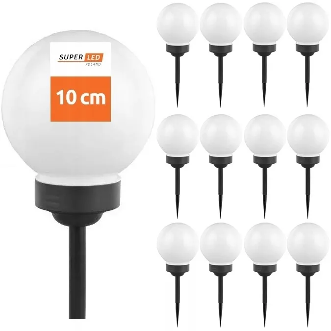 Садовый светильник SuperLED пластик шар 10 см белый 12 шт