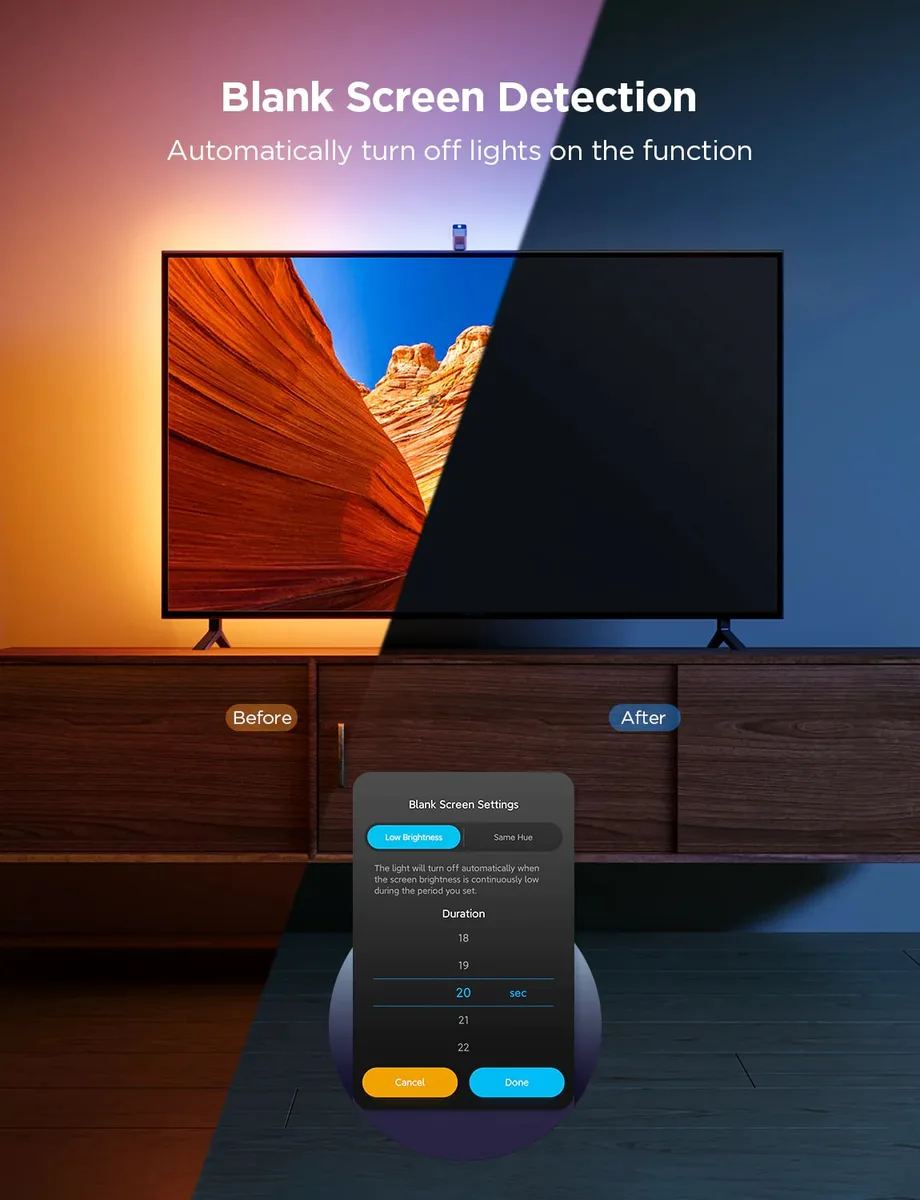 Набор адаптивной подсветки Govee H6099 TV Backlight 3 Lite 55-65', RGBIC, WI-FI/Bluetooth, черный