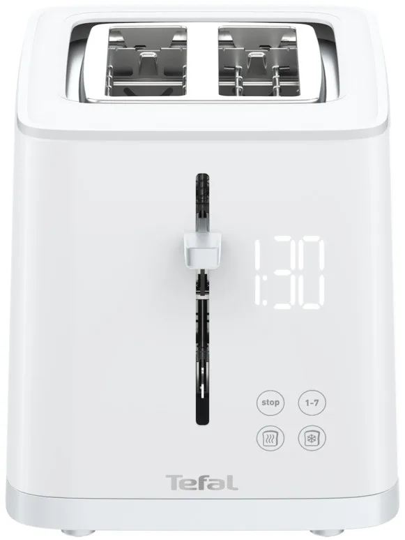 Тостер Tefal Sense 850Вт, з LED-дисплеєм, металевий/пластиковий корпус, білий колір.