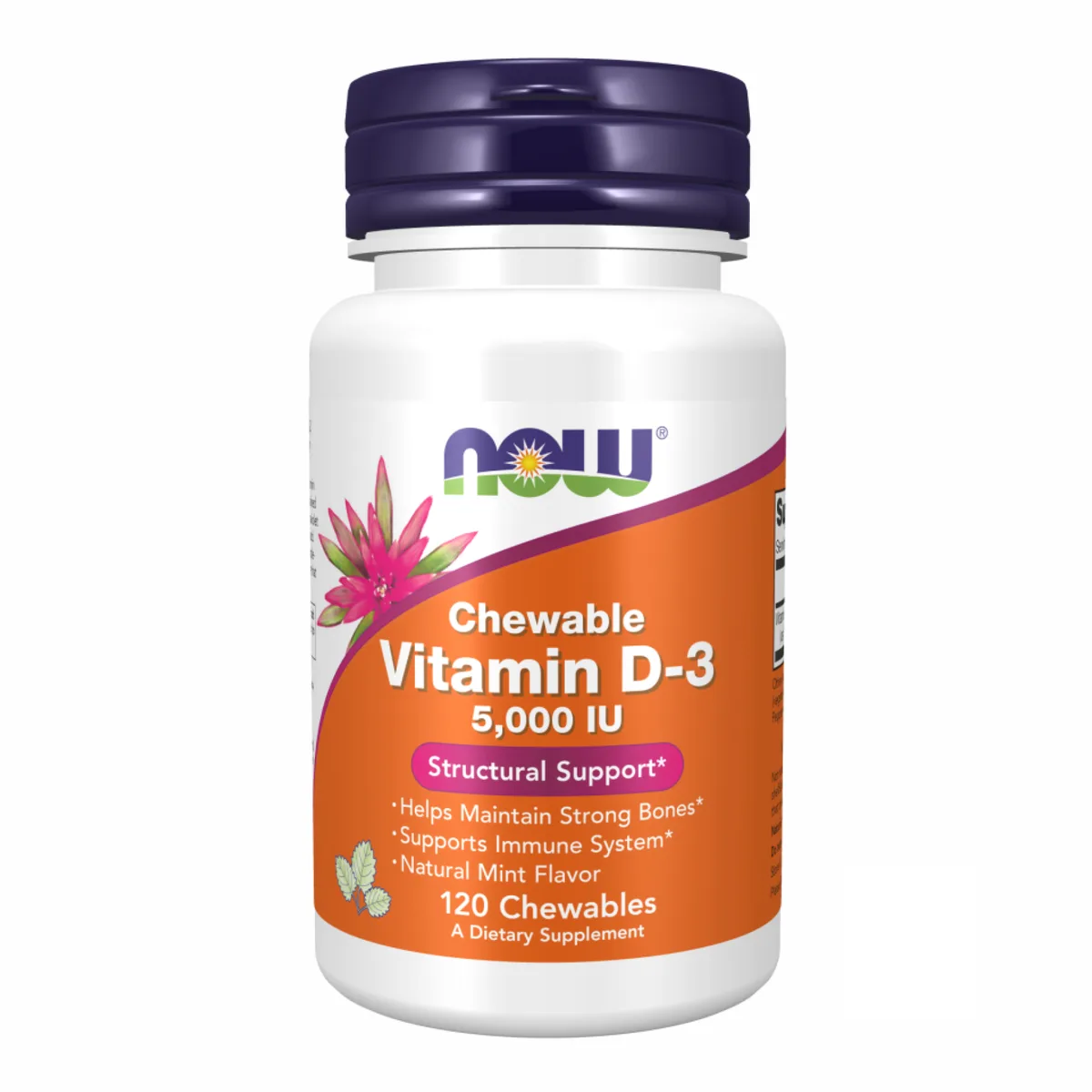 Витамин D3 NOW Foods жевательный мятный 120 таблеток 5000 IU