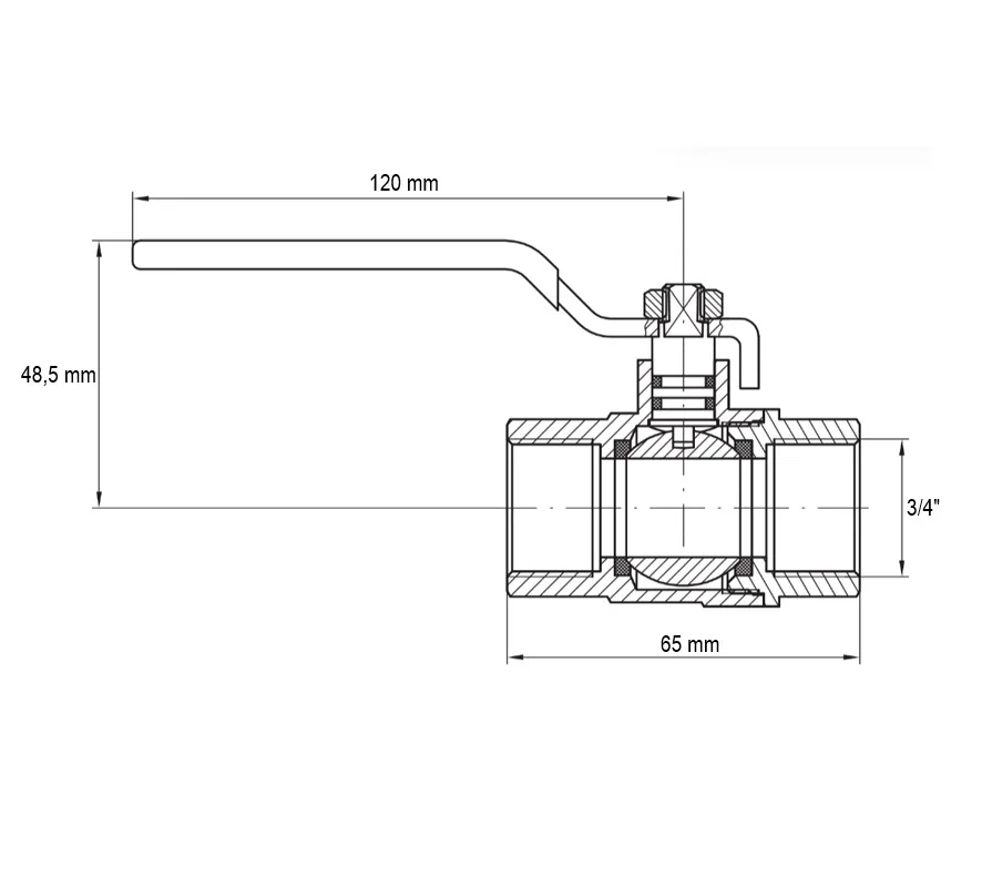 Кран шаровый Koer латунный 3/4" стальной для газа