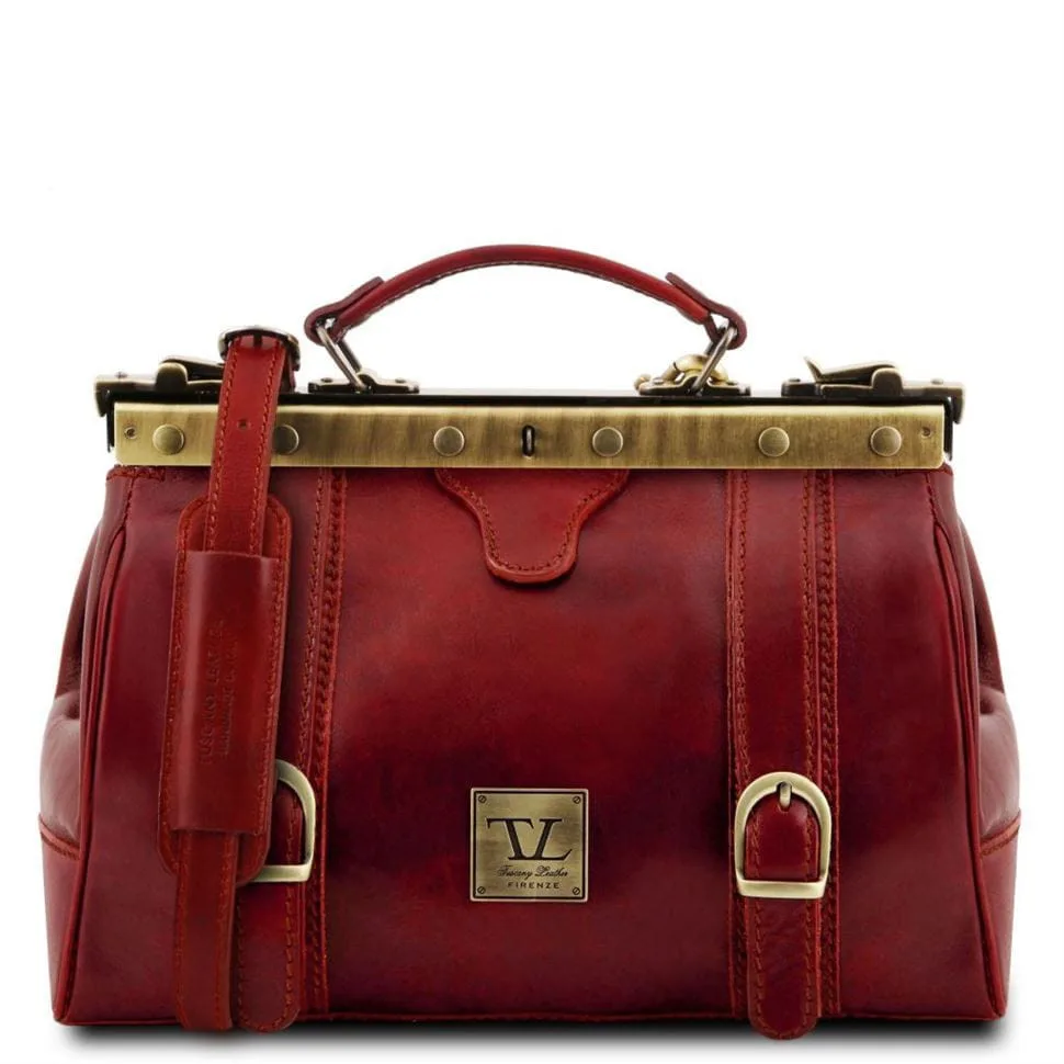 Кожаная сумка саквояж Tuscany Leather красная с регулируемым плечевым ремнем для женщин стильная сумка для документов