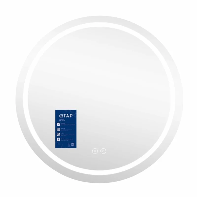 Дзеркало кругле Qtap MI6 1000 мм алюмінієве з LED-підсвічуванням антизапотіванням