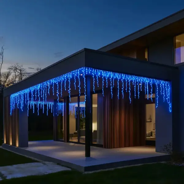 Вулична гірлянда Бахрома 25 м Світлодіодна Синя 405 LED Білий провід