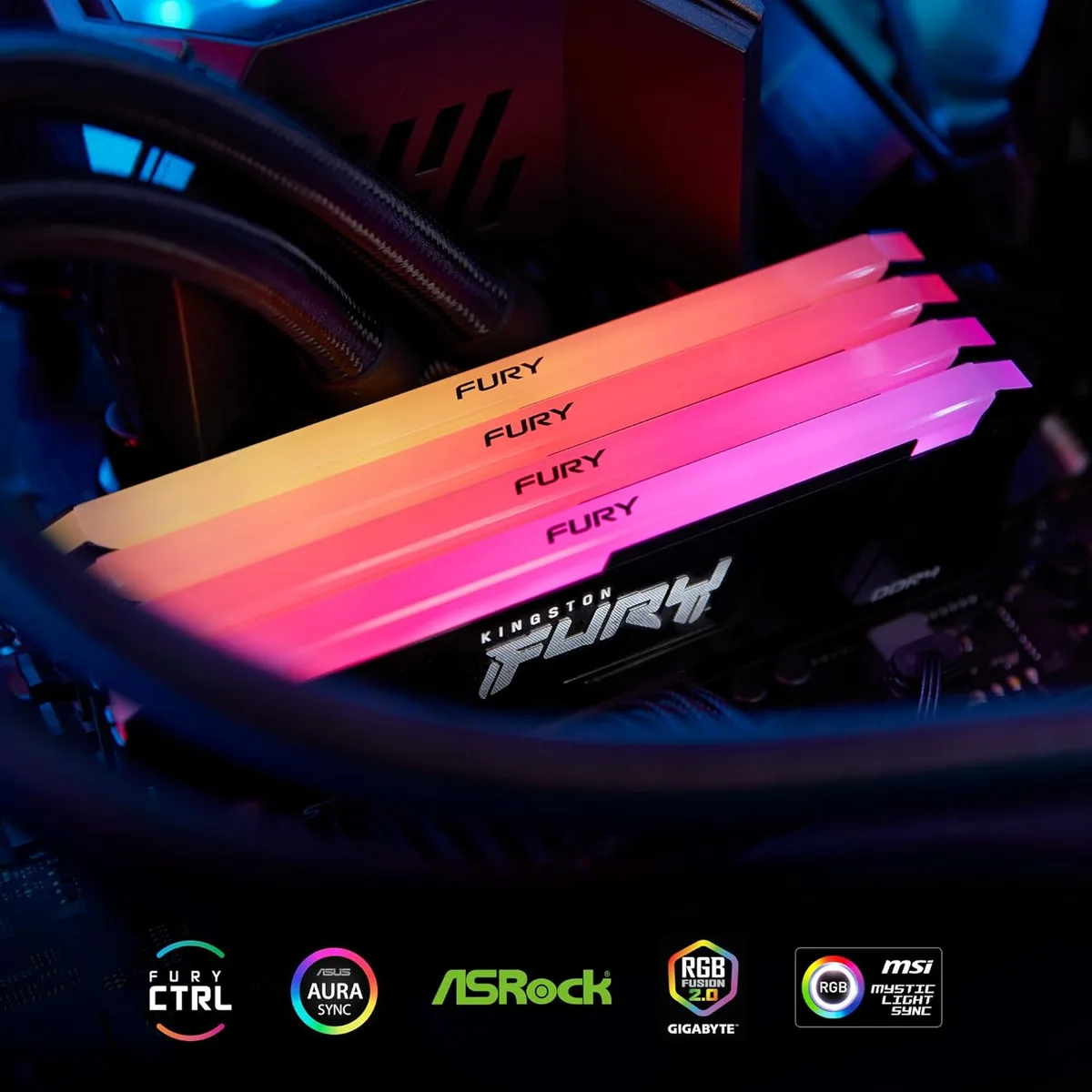 Пам'ять ПК Kingston DDR4 32GB 3200 МГц RGB 2 планки KF432C16BB12AK2/32WP