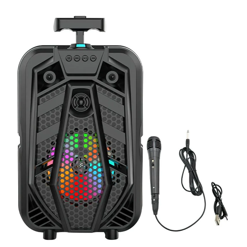 Портативна колонка Bluetooth 15W 203 мм чорна з мікрофоном і функцією караоке
