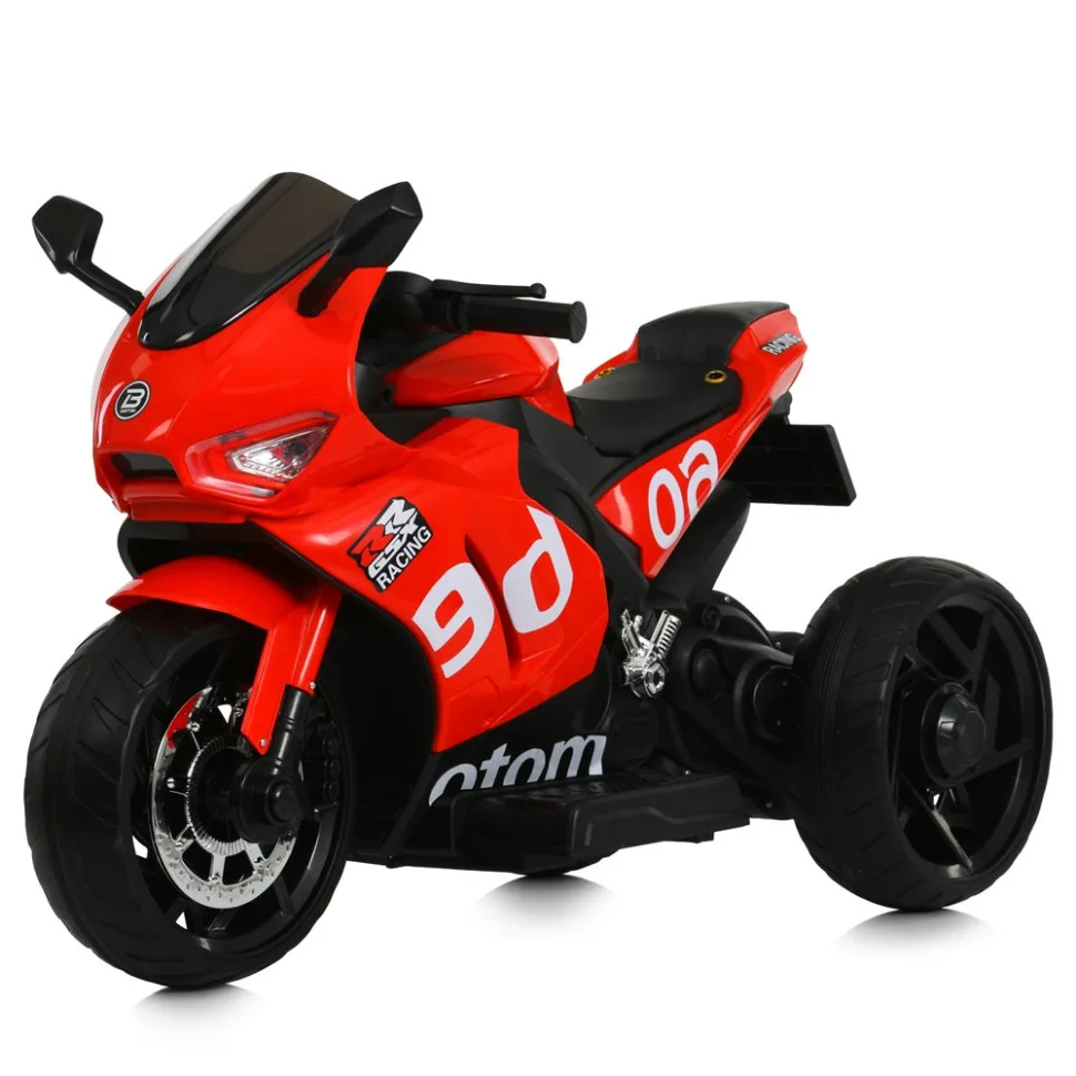 Дитячий електромобіль мотоцикл Bambi Racer екокожа 96 см Чорний