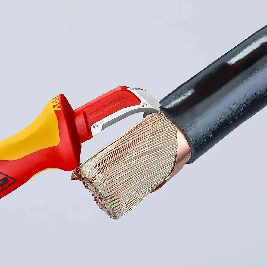 Нож монтерский KNIPEX диэлектрический 180мм пластик серповидное лезвие