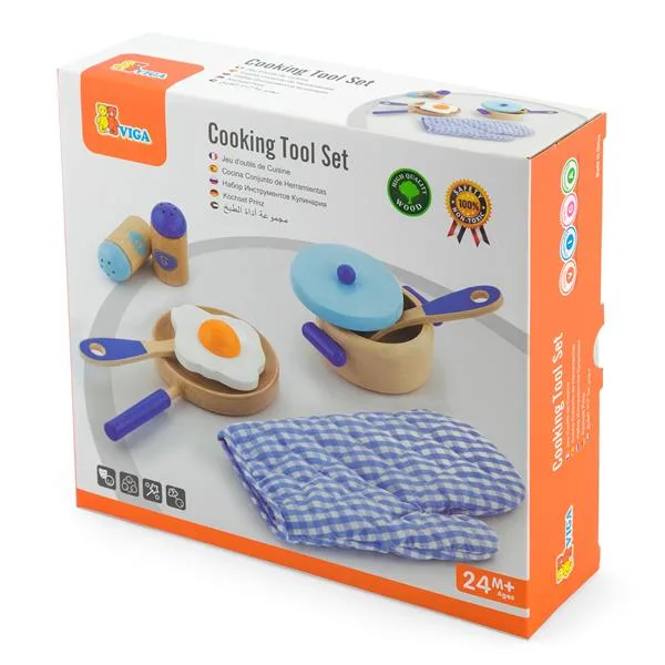 Детский кухонный набор Viga Toys дерево 24х22х7 см голубой
