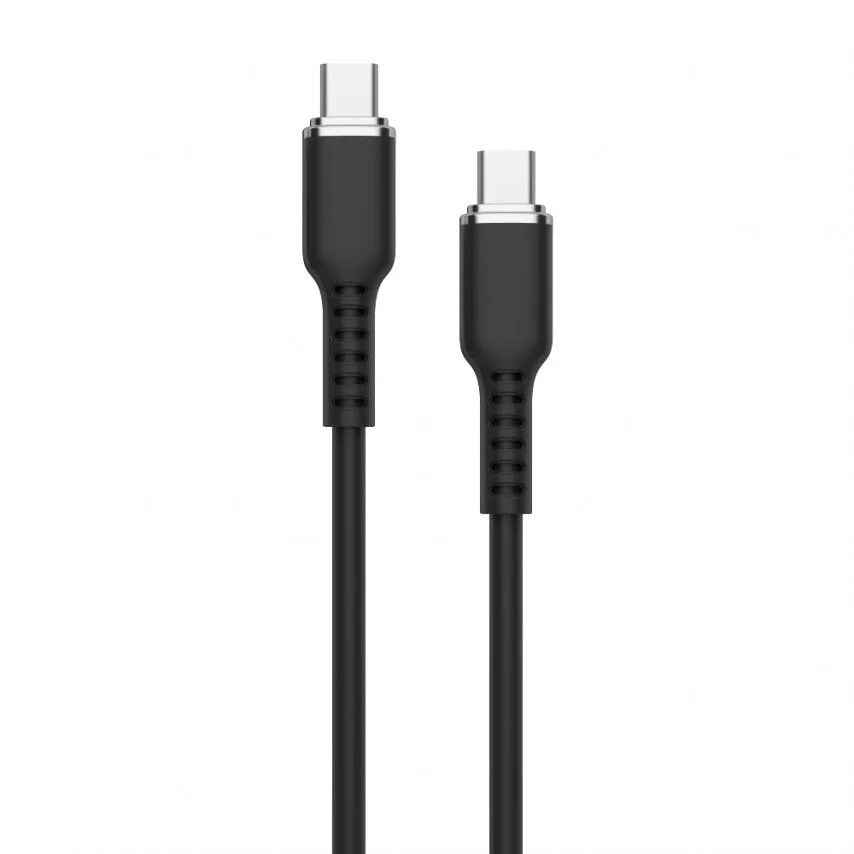Кабель USB Type-C to Type-C 1м чорний силіконовий 3А 60W