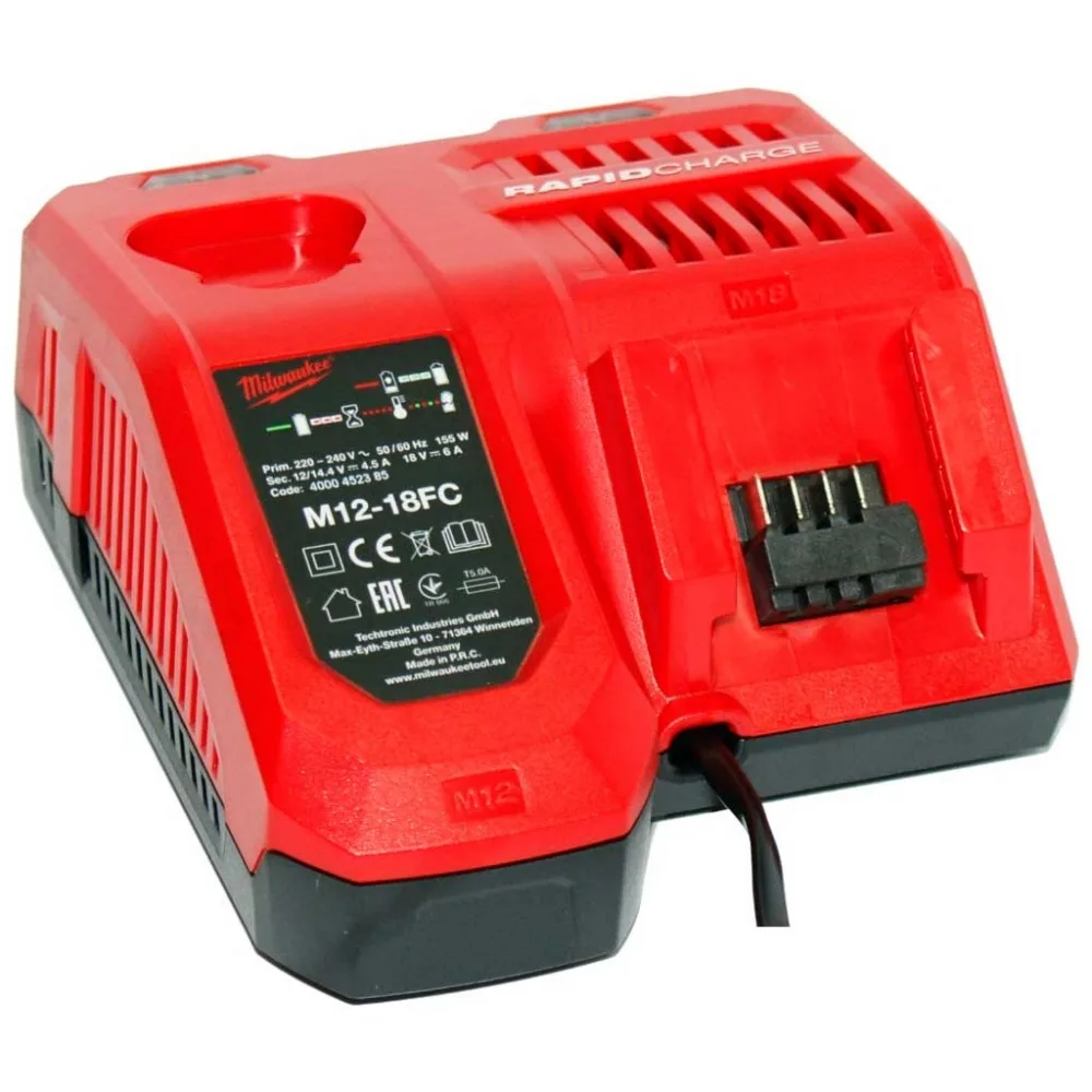 Зарядний блок Milwaukee M12-18FC TURBO для акумуляторів 12/18В, вага 1.01 кг.