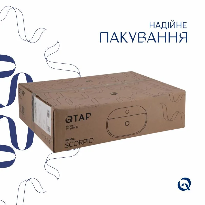 Накладна раковина Qtap Scorpio 500х380 мм керамічна біла з донним клапаном PU02