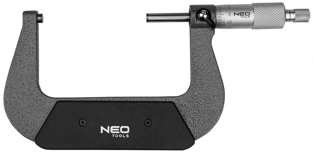 Мікрометр Neo Tools 75-100 мм з вернієром ±0,01 мм для вимірювання розмірів геометричних об'єктів