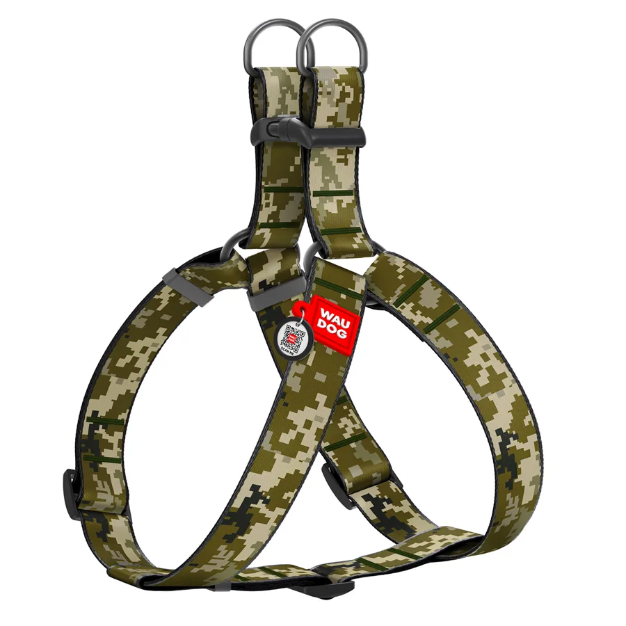 Шлея WAUDOG Nylon Мілітарі XL 35 мм Нейлон Обхват шиї 70-100 см