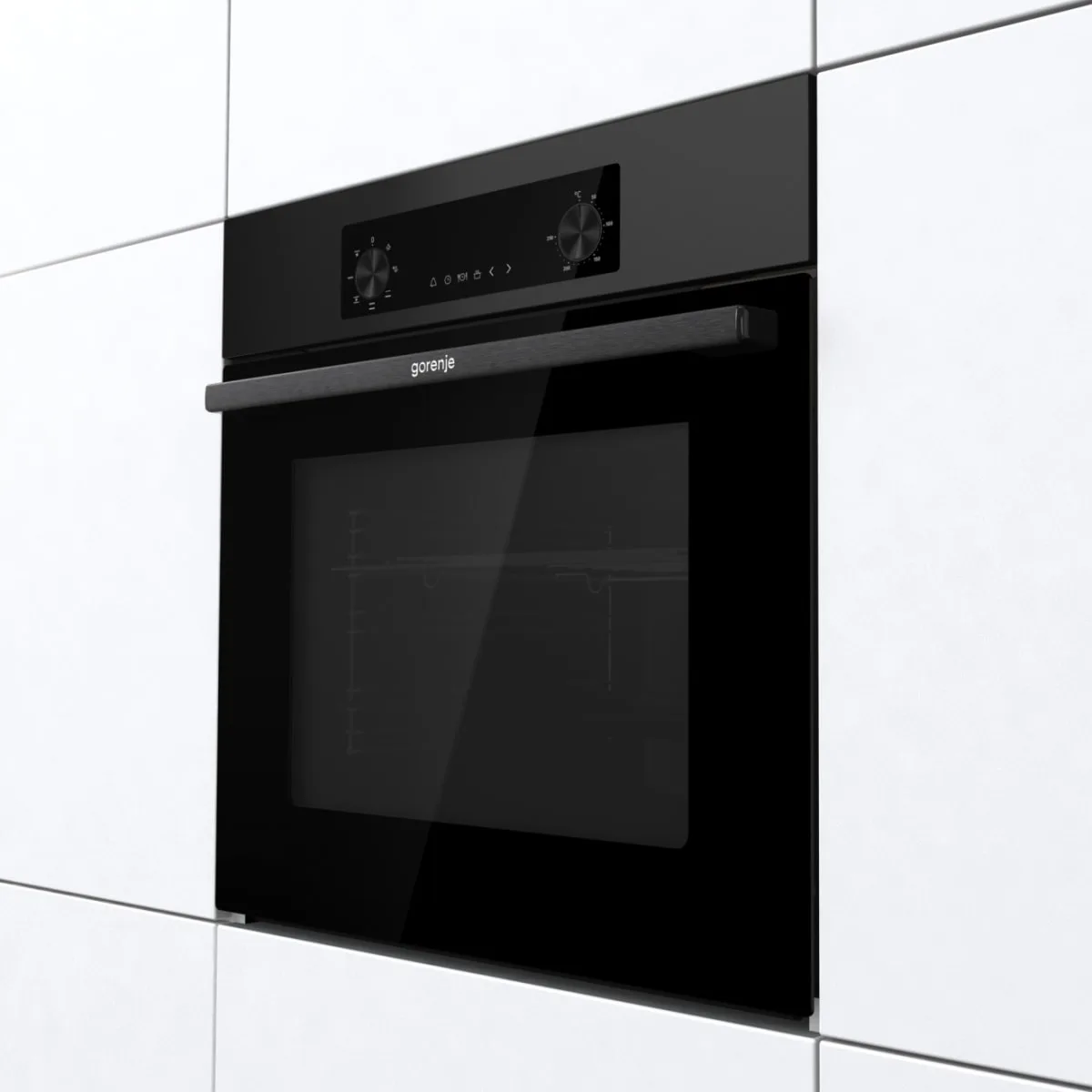 Электрический духовой шкаф Gorenje, 61 л, класс энергопотребления A+, с дисплеем, конвекционным приготовлением, черного цвета