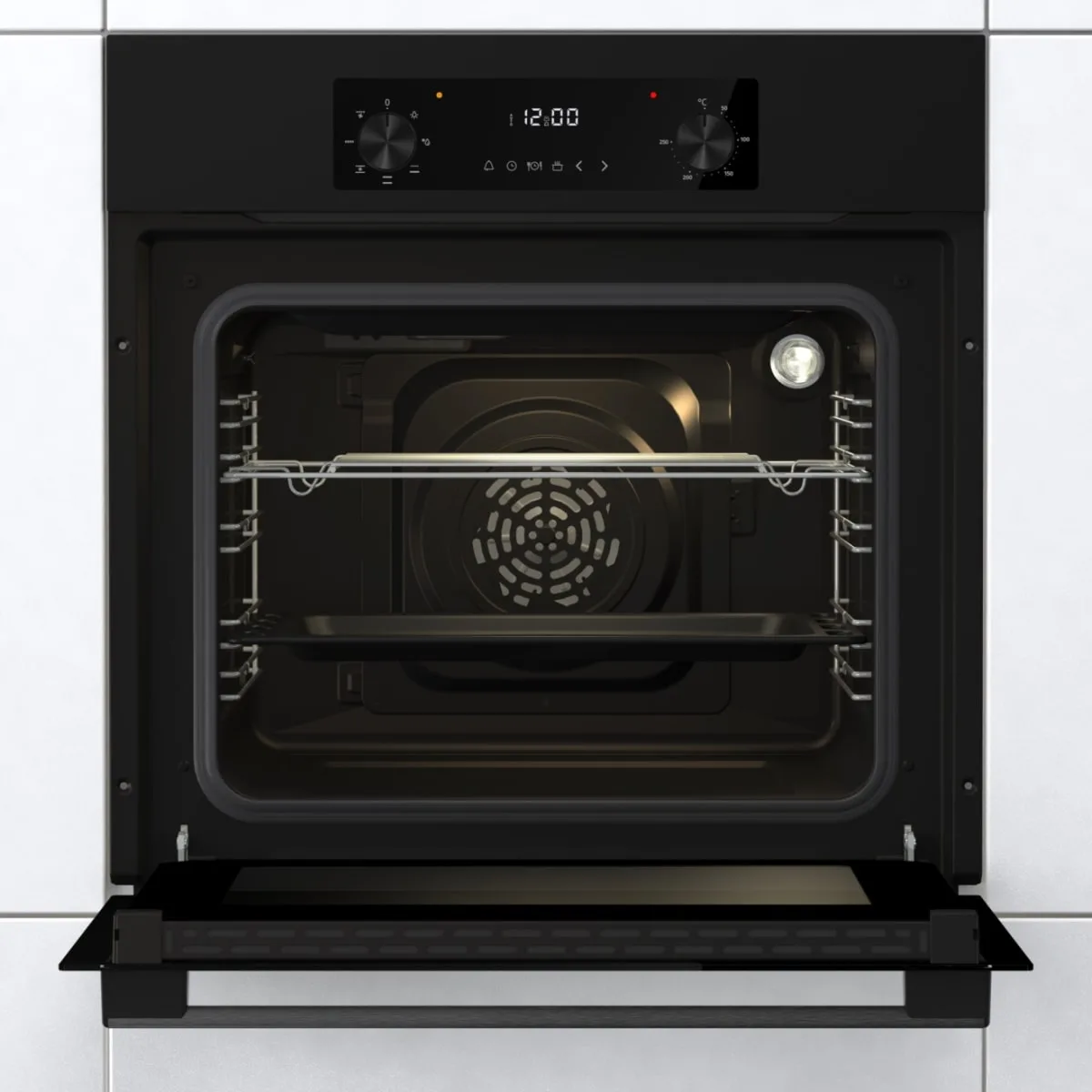 Электрический духовой шкаф Gorenje, 61 л, класс энергопотребления A+, с дисплеем, конвекционным приготовлением, черного цвета