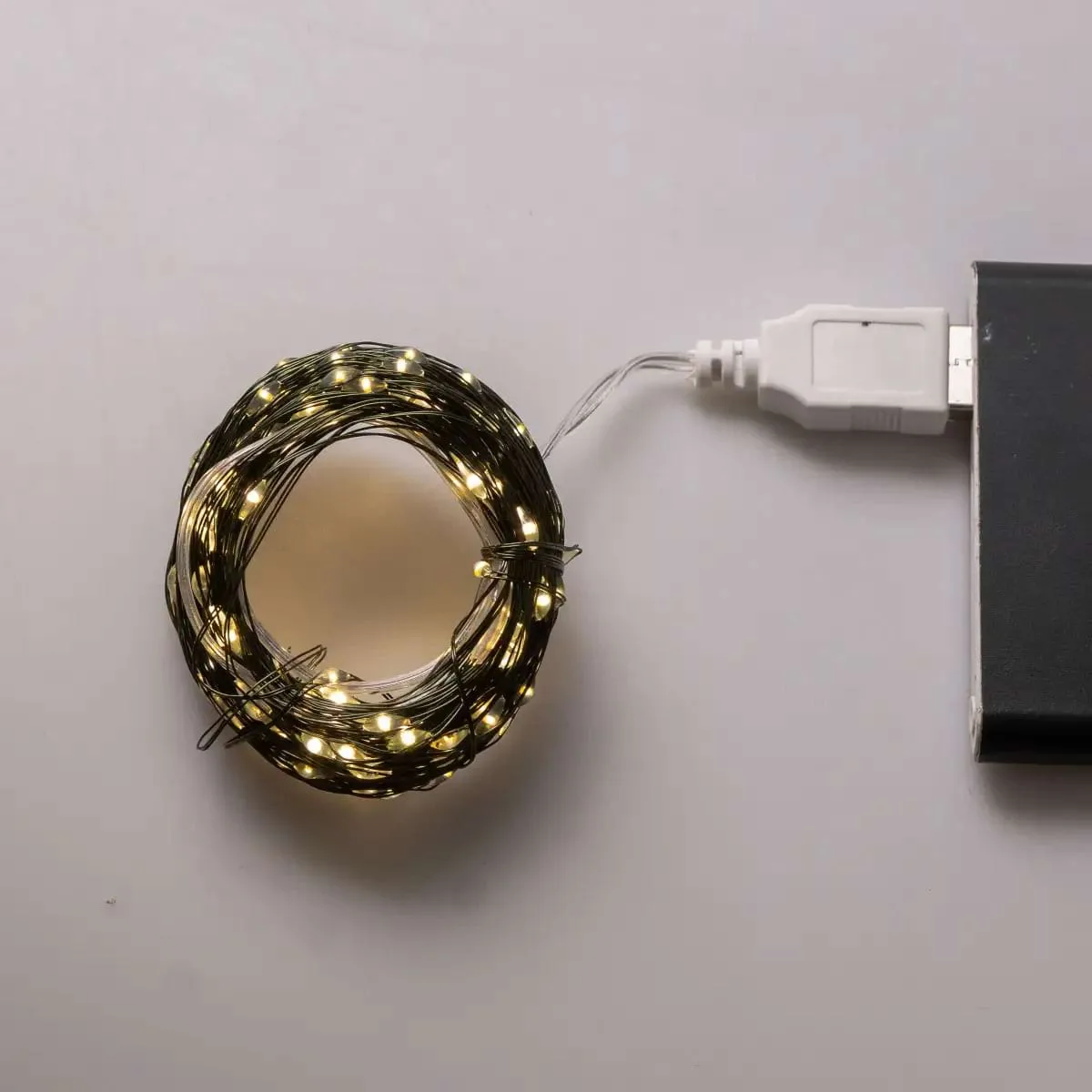 Гирлянда Роса светодиодная 20 м USB желтая 200 LED зеленый провод