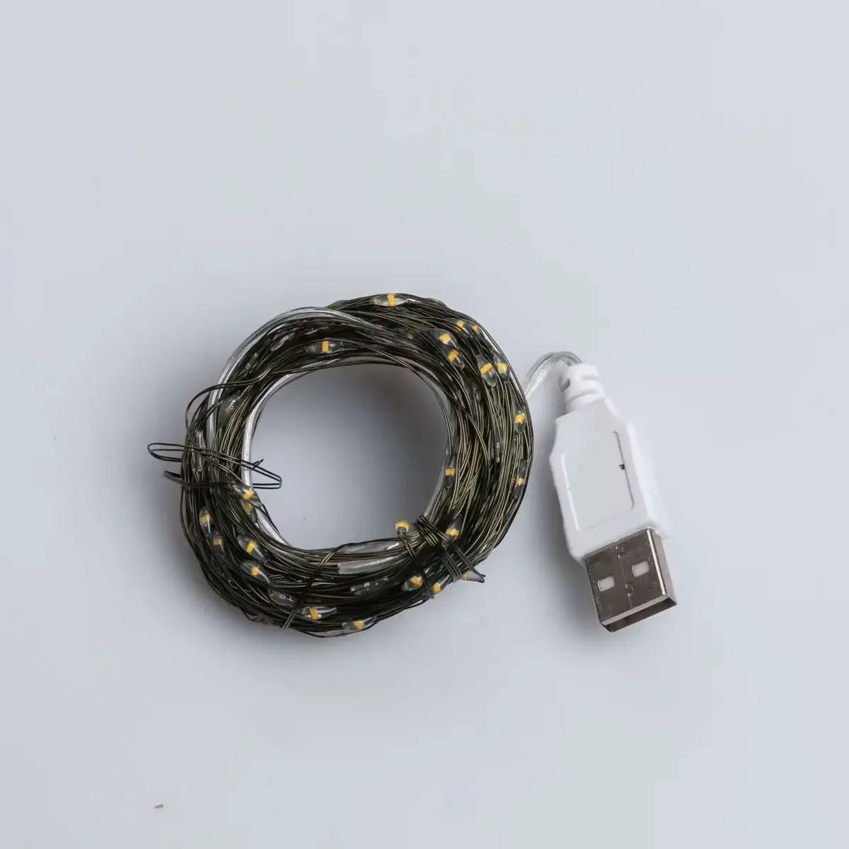 Гирлянда Роса светодиодная 20 м USB желтая 200 LED зеленый провод