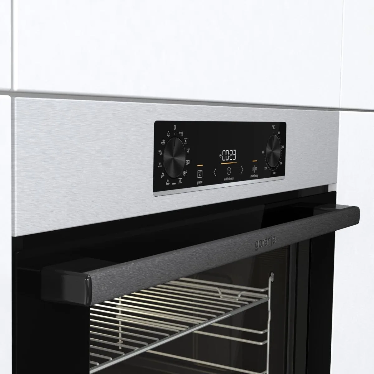 Електрична духова шафа Gorenje, 77 л, клас енергоспоживання A, нержавіюча сталь.