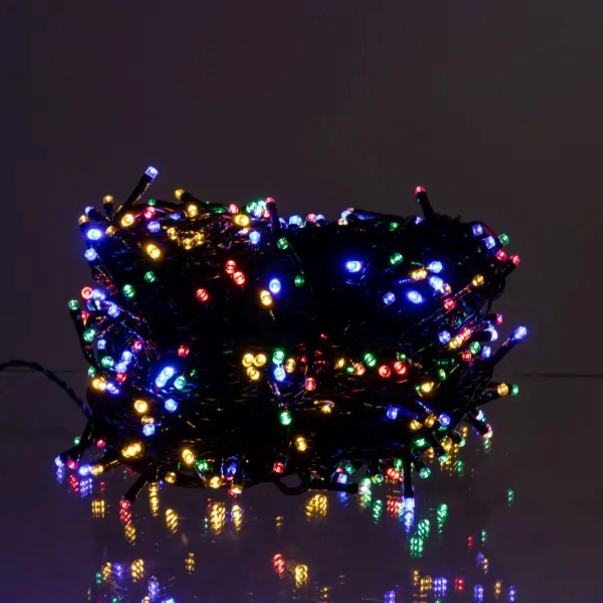 Новорічна гірлянда вулична 50 м 500 LED сонячна батарея чорний провід мультиколір