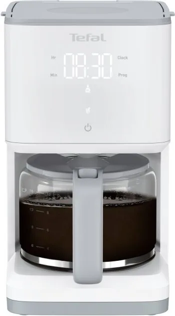 Кавоварка Tefal крапельна 1,25 л біла LED-дисплей сенсорне керування
